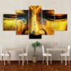 Golden buddha face 01 - Religion 5 Panel Canvas Art Wall Decor