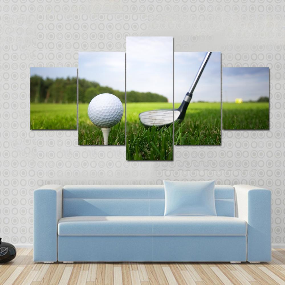 Golf Club And Ball - Sport 5 Panel Canvas Art Wall Decor Golf Club And Ball - Sport 5 Panel Canvas Art Wall Decor