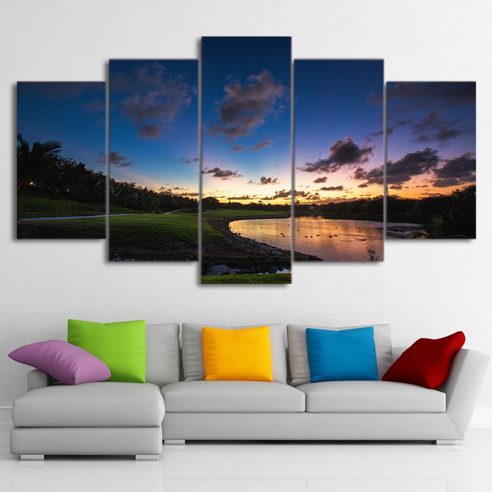 Golf Course 9 - Nature 5 Panel Canvas Art Wall Decor Golf Course 9 - Nature 5 Panel Canvas Art Wall Decor