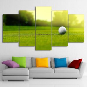 Golf Course Ball Poster - Sport 5 Panel Canvas Art Wall Decor