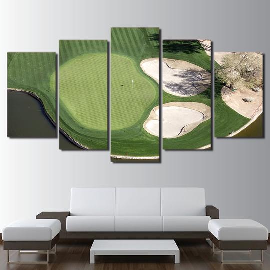 Golf Course Putting Green Aerial Shot - Sport 5 Panel Canvas Art Wall Decor Golf Course Putting Green Aerial Shot - Sport 5 Panel Canvas Art Wall Decor