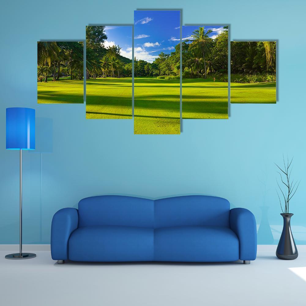 Golf Field At Island - Nature 5 Panel Canvas Art Wall Decor Golf Field At Island - Nature 5 Panel Canvas Art Wall Decor