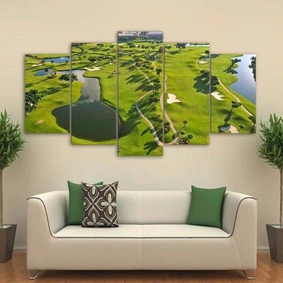Golf course Landscape 3 - Nature 5 Panel Canvas Art Wall Decor Golf course Landscape 3 - Nature 5 Panel Canvas Art Wall Decor