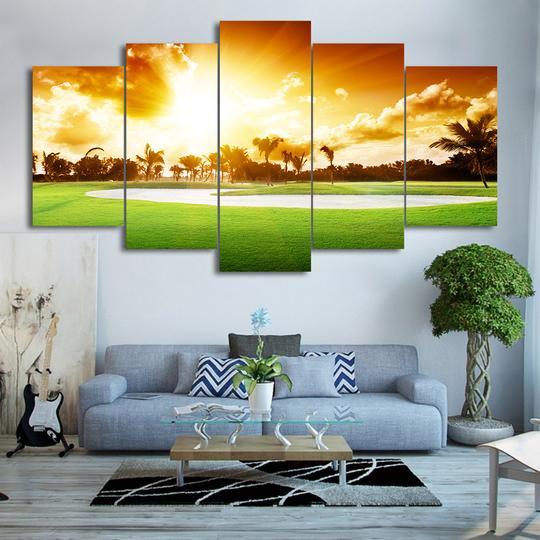 Golfing In Hawaii - Sport 5 Panel Canvas Art Wall Decor Golfing In Hawaii - Sport 5 Panel Canvas Art Wall Decor