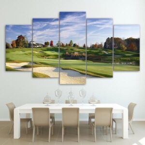 Golfing Panel Wall Art Picture Print - Nature 5 Panel Canvas Art Wall Decor