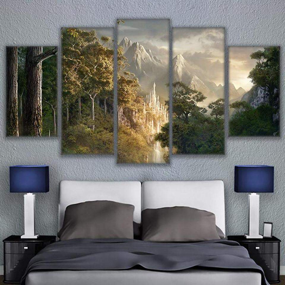 Gondor Castle Lord Of The Rings Movie - 5 Panel Canvas Art Wall Decor Gondor Castle Lord Of The Rings Movie - 5 Panel Canvas Art Wall Decor
