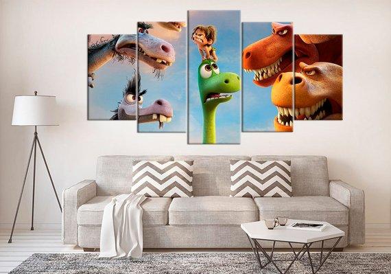 Good Dinosaur Kids Movie - Cartoon 5 Panel Canvas Art Wall Decor Good Dinosaur Kids Movie - Cartoon 5 Panel Canvas Art Wall Decor