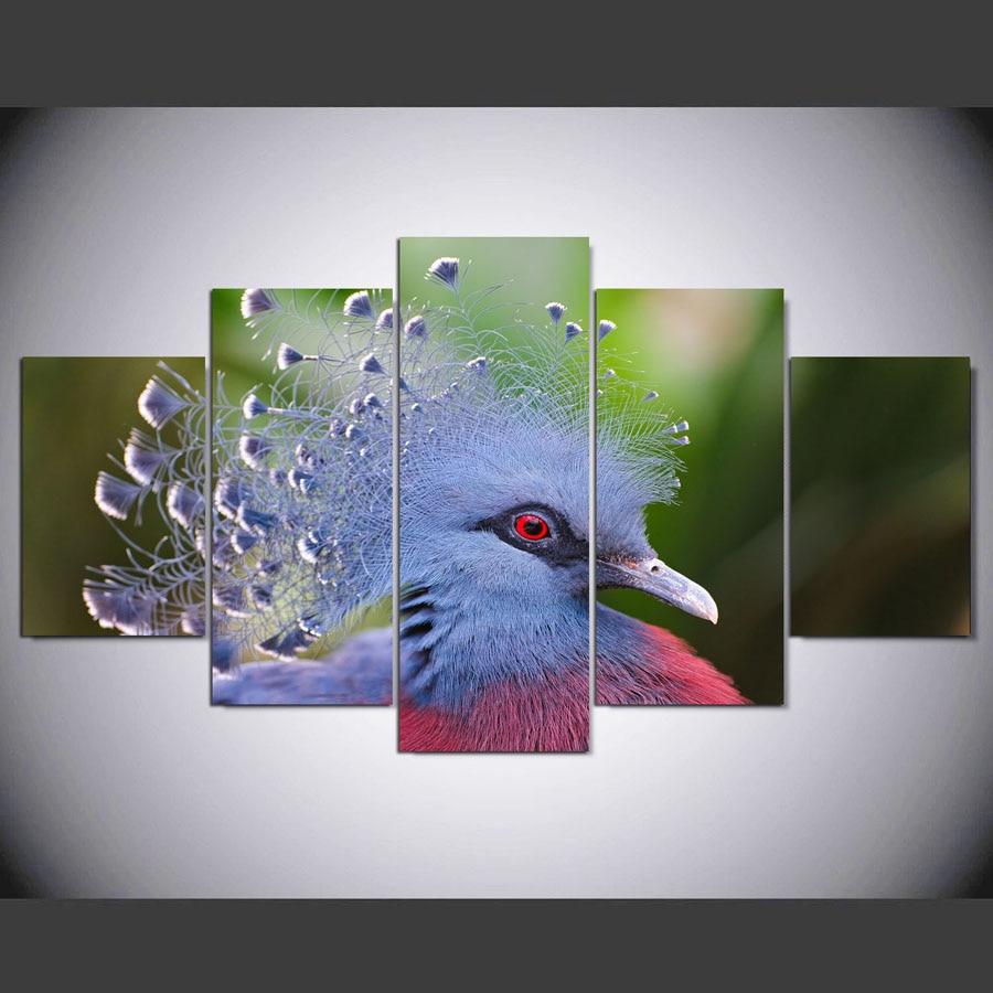 Goura Cristata - Animal 5 Panel Canvas Art Wall Decor Goura Cristata - Animal 5 Panel Canvas Art Wall Decor