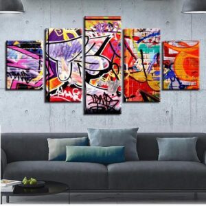 Graffiti 2 - Abstract 5 Panel Canvas Art Wall Decor