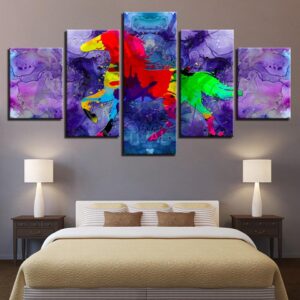 Graffiti Color Animal Horse - Abstract 5 Panel Canvas Art Wall Decor