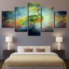 Graffiti Colorful Animal Peacock - Abstract 5 Panel Canvas Art Wall Decor