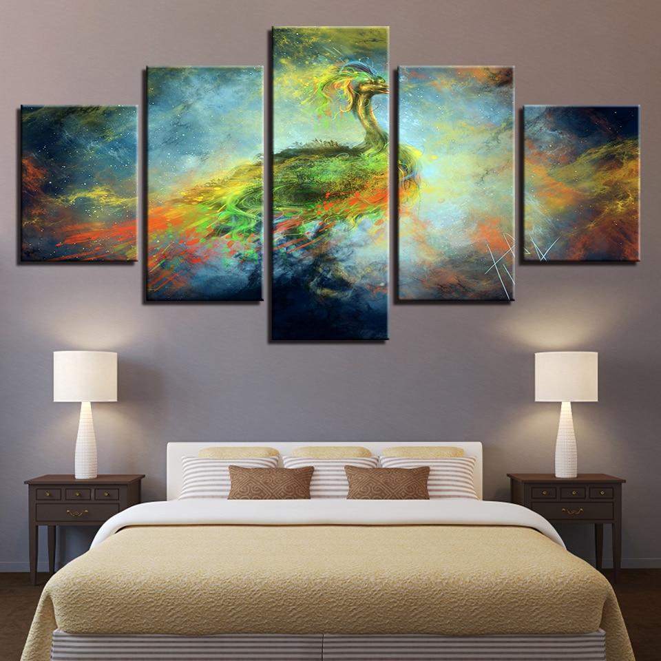 Graffiti Colorful Animal Peacock - Abstract 5 Panel Canvas Art Wall Decor Graffiti Colorful Animal Peacock - Abstract 5 Panel Canvas Art Wall Decor