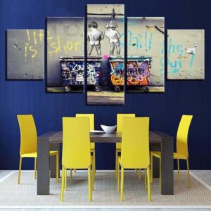 Graffiti Kids Kids Urinate Graffiti - Abstract 5 Panel Canvas Art Wall Decor