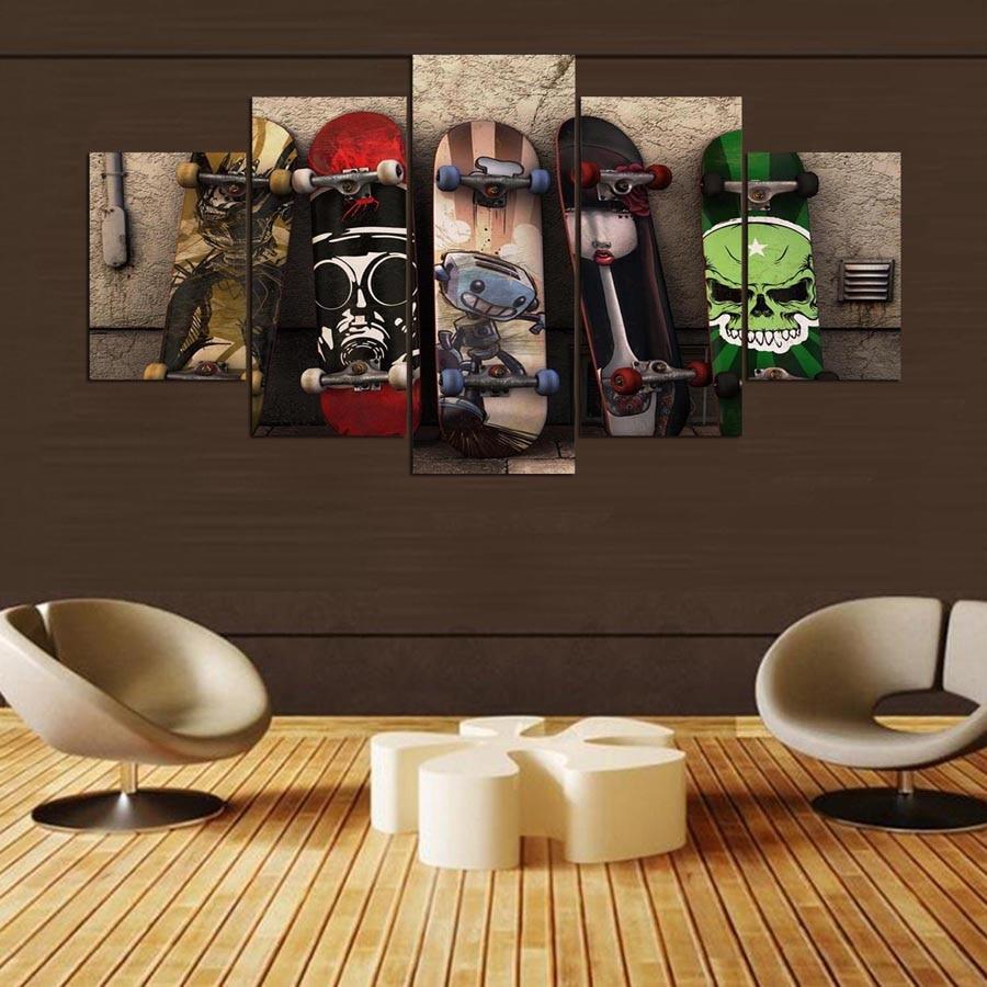 Graffiti Skateboard - Sport 5 Panel Canvas Art Wall Decor Graffiti Skateboard - Sport 5 Panel Canvas Art Wall Decor