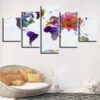 Graffiti World Map - Abstract 5 Panel Canvas Art Wall Decor