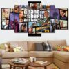 Grand Theft Auto V Character Posters 3 Gaming - 5 Panel Canvas Art Wall Decor
