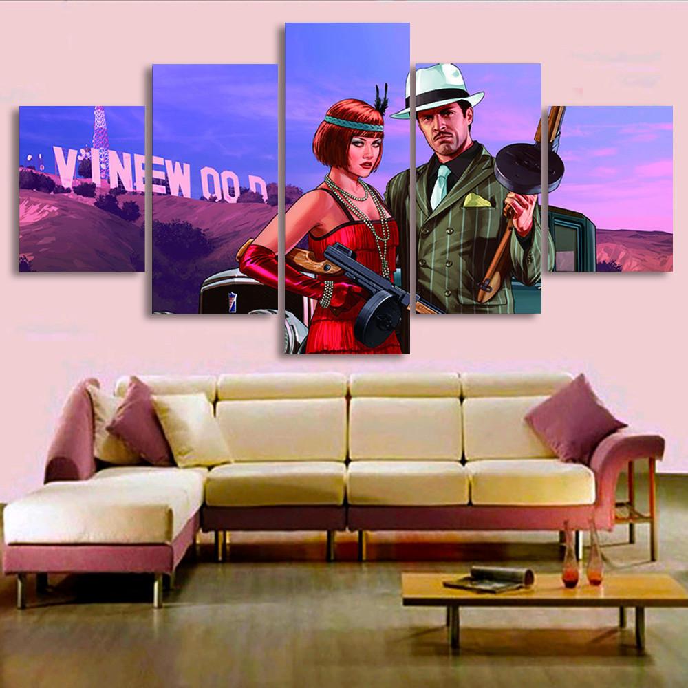 Grand Theft Auto Wall Art - Movie 5 Panel Canvas Art Wall Decor Grand Theft Auto Wall Art - Movie 5 Panel Canvas Art Wall Decor