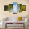 Grand Waterfall In Iceland - Nature 5 Panel Canvas Art Wall Decor
