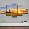 Grassland House Sunshine Beautiful - Nature 5 Panel Canvas Art Wall Decor