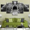 Gray Black Wolf Howl - Animal 5 Panel Canvas Art Wall Decor