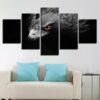Gray Eagle Crow Animals Bird - Animal 5 Panel Canvas Art Wall Decor