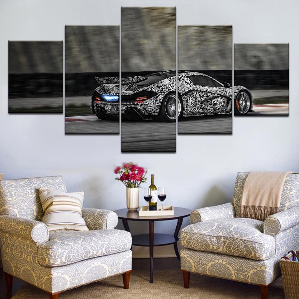 Gray Sports - Automative 5 Panel Canvas Art Wall Decor Gray Sports - Automative 5 Panel Canvas Art Wall Decor
