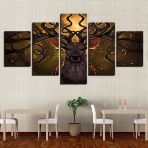 Great Deer - Animal 5 Panel Canvas Art Wall Decor