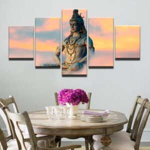 Great India Deities God Siva - Religion 5 Panel Canvas Art Wall Decor