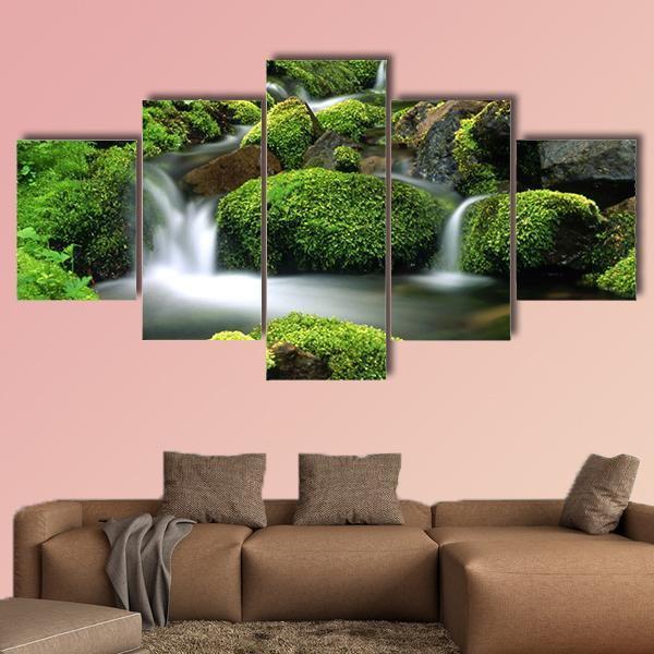 Great Mountain Stream - Nature 5 Panel Canvas Art Wall Decor Great Mountain Stream - Nature 5 Panel Canvas Art Wall Decor
