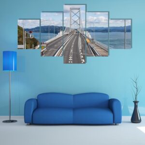 Great Naruto Bridge Cross Over Ocean - Nature 5 Panel Canvas Art Wall Decor