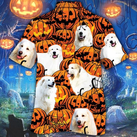Great Pyrenees Dog Halloween Pumpkin Hawaiian Shirt Great Pyrenees Dog Halloween Pumpkin Hawaiian Shirt