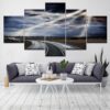 Great Road And Lightning - Nature 5 Panel Canvas Art Wall Decor
