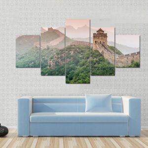 Great Wall Of China At The Jinshanling Section - Nature 5 Panel Canvas Art Wall Decor