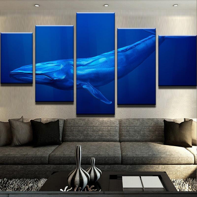 Great Whale - Animal 5 Panel Canvas Art Wall Decor Great Whale - Animal 5 Panel Canvas Art Wall Decor