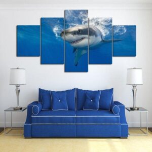 Great White Multi - Animal 5 Panel Canvas Art Wall Decor