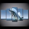 Great White Shark Jumping - Animal 5 Panel Canvas Art Wall Decor
