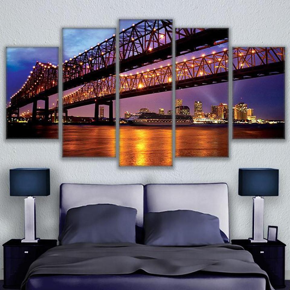 Greater New Orleans Bridge - Nature 5 Panel Canvas Art Wall Decor Greater New Orleans Bridge - Nature 5 Panel Canvas Art Wall Decor