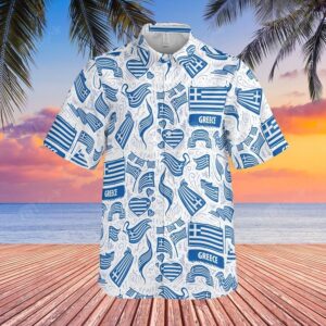 Greece Flag Pattern Hawaii Shirt