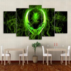 Green Alienware - Abstract 5 Panel Canvas Art Wall Decor
