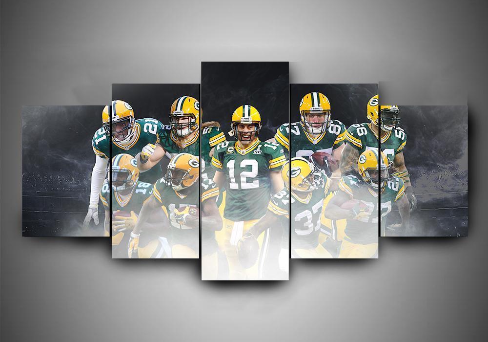 Green Bay Packers 1 - Sport 5 Panel Canvas Art Wall Decor Green Bay Packers 1 - Sport 5 Panel Canvas Art Wall Decor