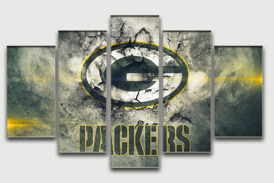 Green Bay Packers 4 - Sport 5 Panel Canvas Art Wall Decor Green Bay Packers 4 - Sport 5 Panel Canvas Art Wall Decor