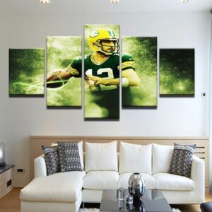 Green Bay Packers Aaron Rodgers 2 - Sport 5 Panel Canvas Art Wall Decor