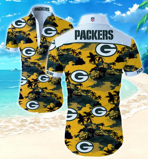 Green Bay Packers Coconut Tree Hawaiian Shirt Summer Button Up Green Bay Packers Coconut Tree Hawaiian Shirt Summer Button Up
