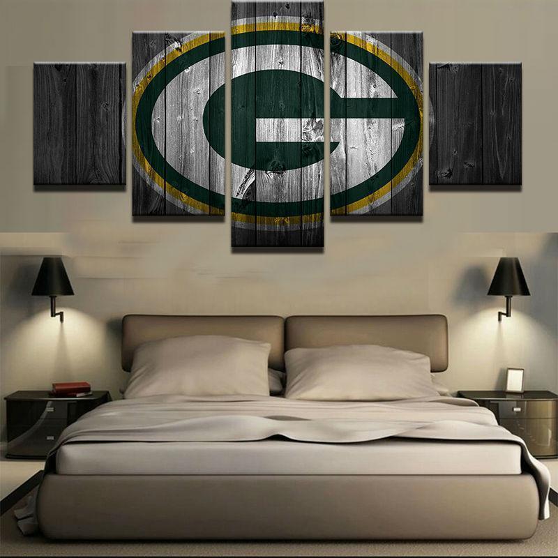 Green Bay Packers Football 2 - 5 Panel Canvas Art Wall Decor Green Bay Packers Football 2 - 5 Panel Canvas Art Wall Decor
