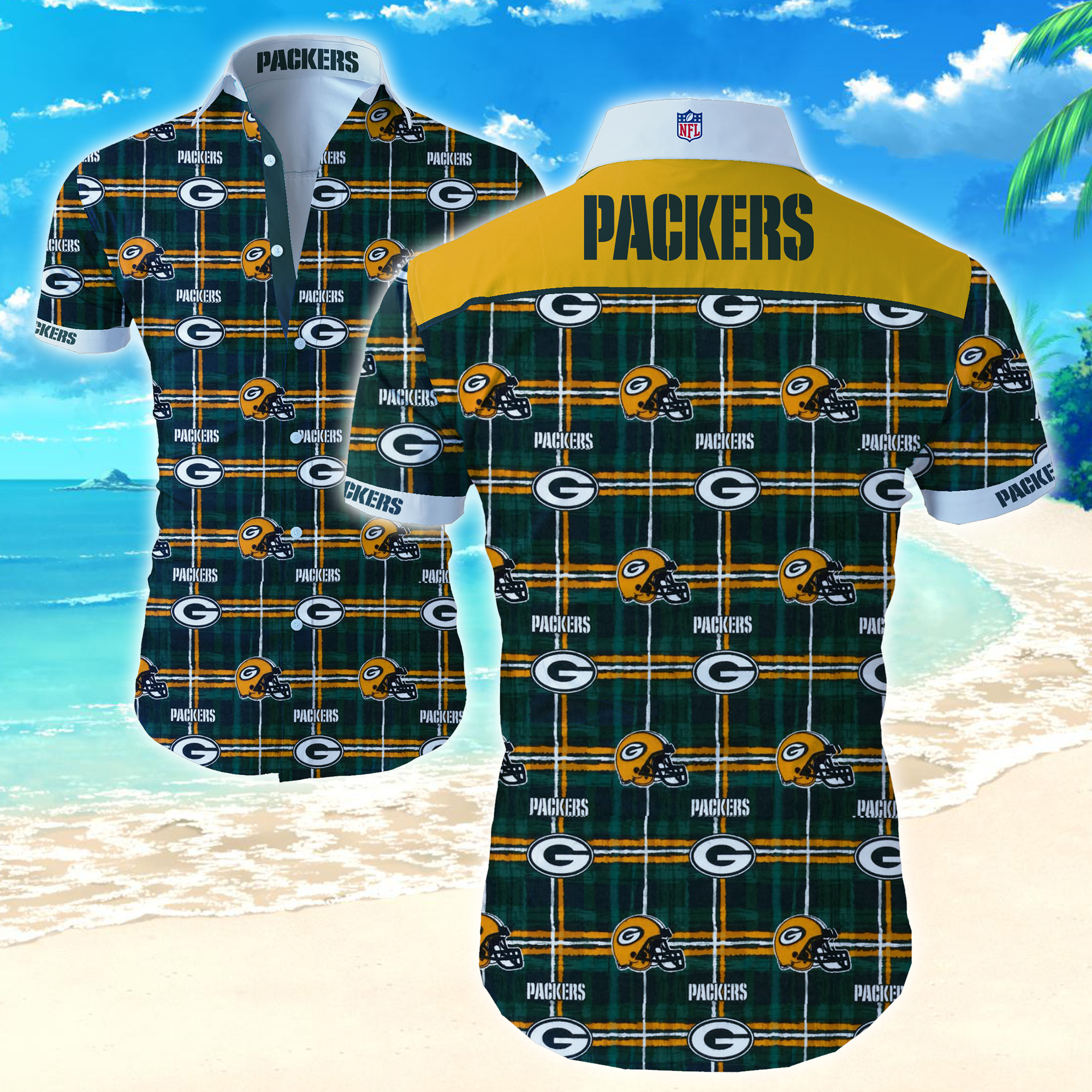 Green Bay Packers Funny Hawaiian Shirt Summer Button Up Green Bay Packers Funny Hawaiian Shirt Summer Button Up