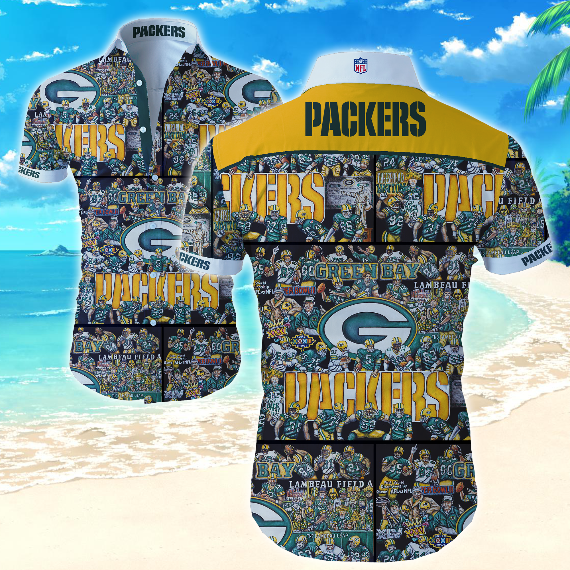 Green Bay Packers Nfl Hawaiian Shirt Summer Button Up Green Bay Packers Nfl Hawaiian Shirt Summer Button Up