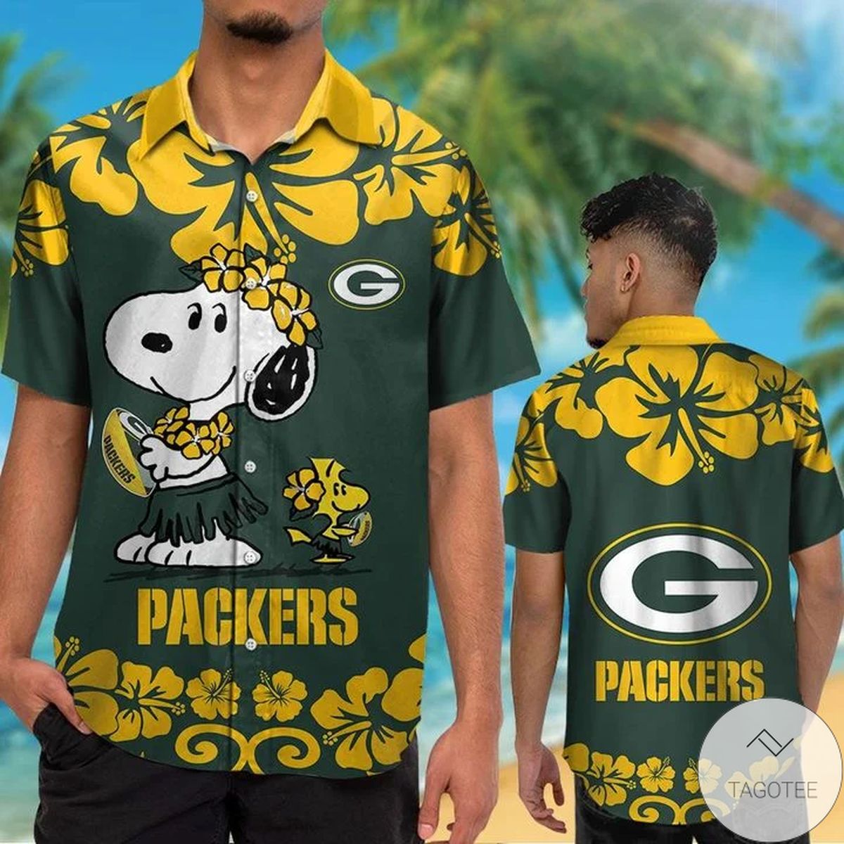 Green Bay Packers & Snoopy Hawaiian Shirt Green Bay Packers & Snoopy Hawaiian Shirt