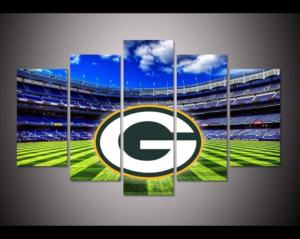 Green Bay Packers Stadium Logo Football - 5 Panel Canvas Art Wall Decor Green Bay Packers Stadium Logo Football - 5 Panel Canvas Art Wall Decor
