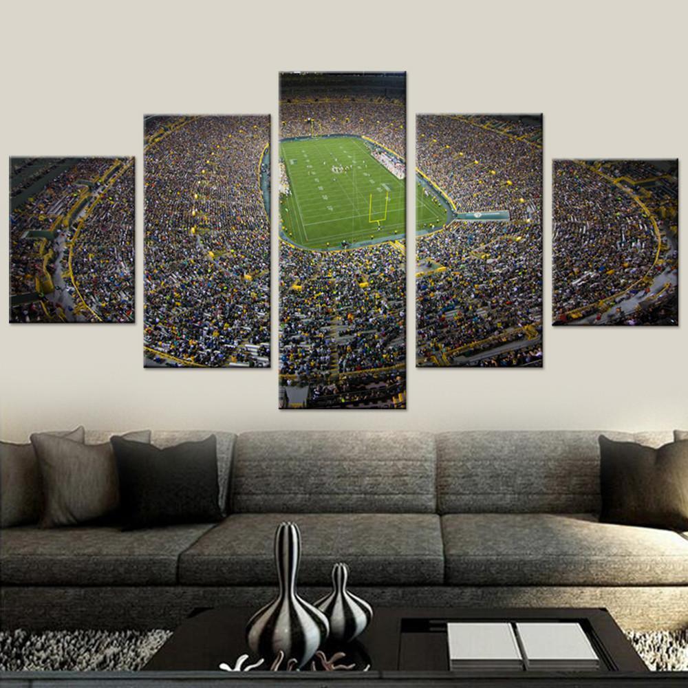 Green Bay Packers Stadium Sport - 5 Panel Canvas Art Wall Decor Green Bay Packers Stadium Sport - 5 Panel Canvas Art Wall Decor