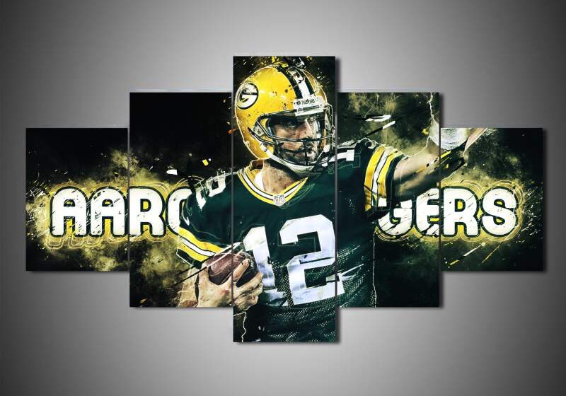 Green Bay Packers - Aaron Rodgers - Sport 5 Panel Canvas Art Wall Decor Green Bay Packers - Aaron Rodgers - Sport 5 Panel Canvas Art Wall Decor
